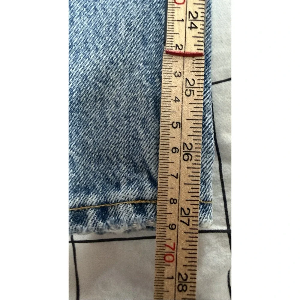 Agolde 90s Mid Rise Loose Fit Jeans Women's 27 Blue Denim Distressed Button Fly